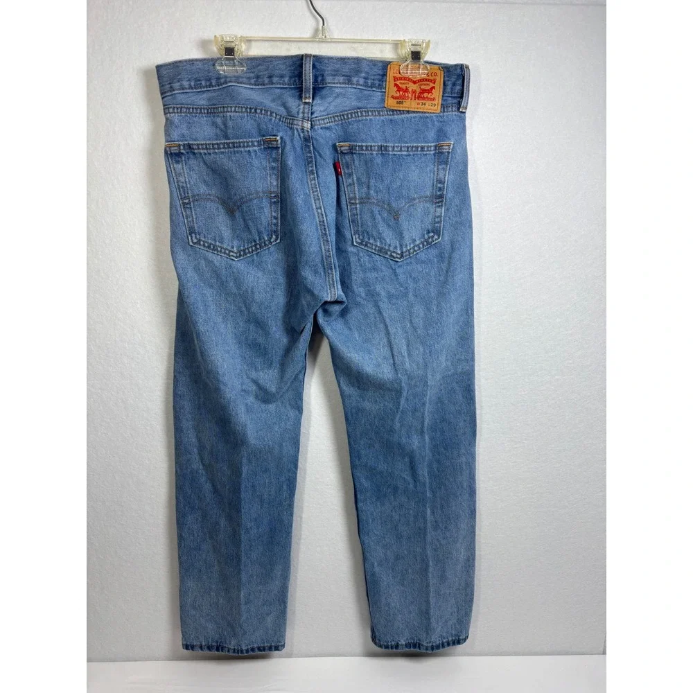 Levi's 505 Regular Fit Jeans Mens 34x29 Blue Cotton Denim Classic Straight Leg